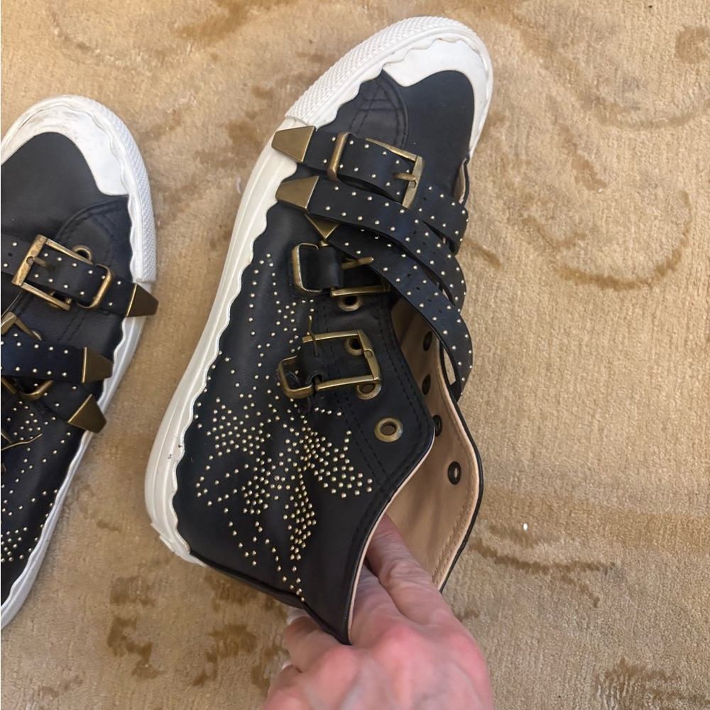 Chloe Studded Black High-Top Sneakers - Picture 4 of 6